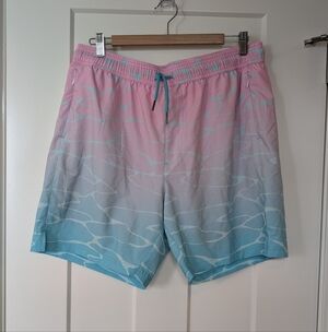 Vibrant Gradient Swim Shorts - Pink and Blue